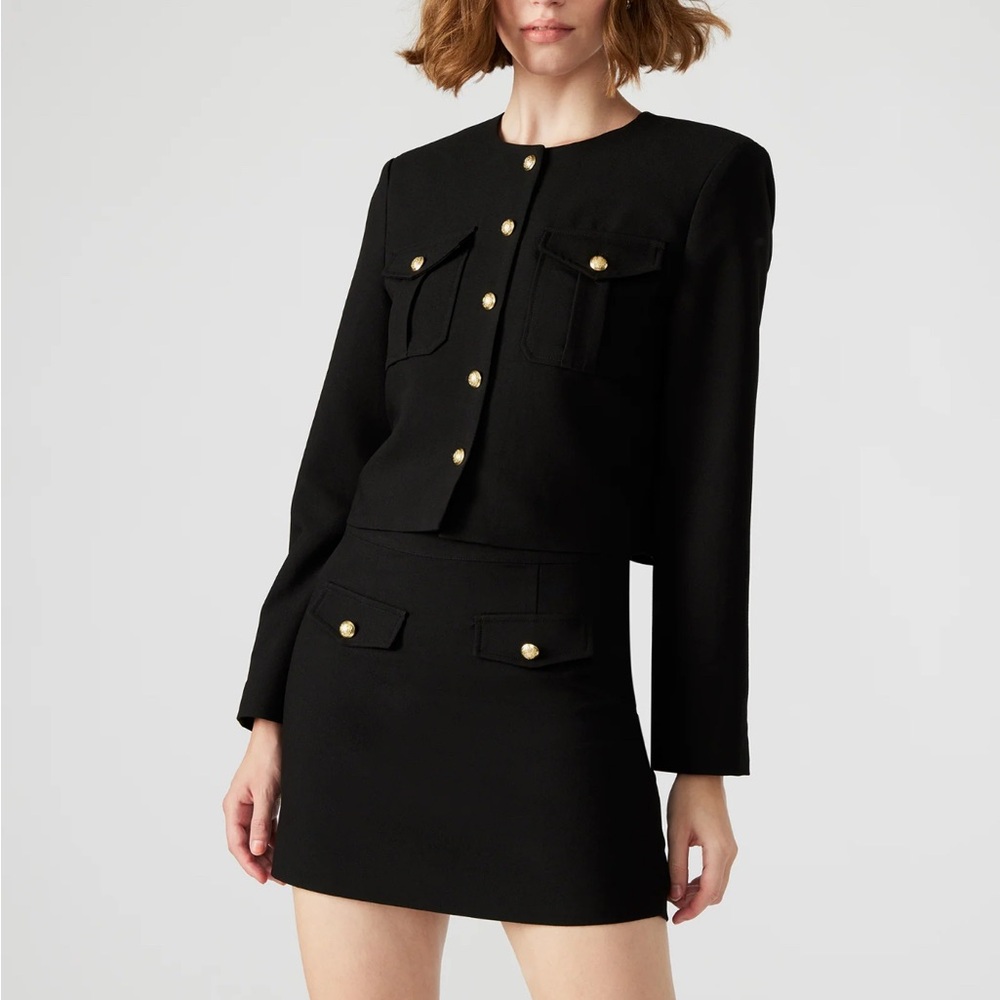 Steve Madden Black Cropped Jacket and Skirt Set